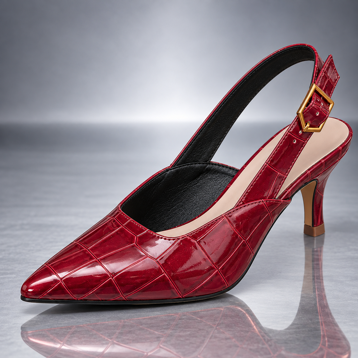 Liliane | Slingback-sko med krokodillepræg