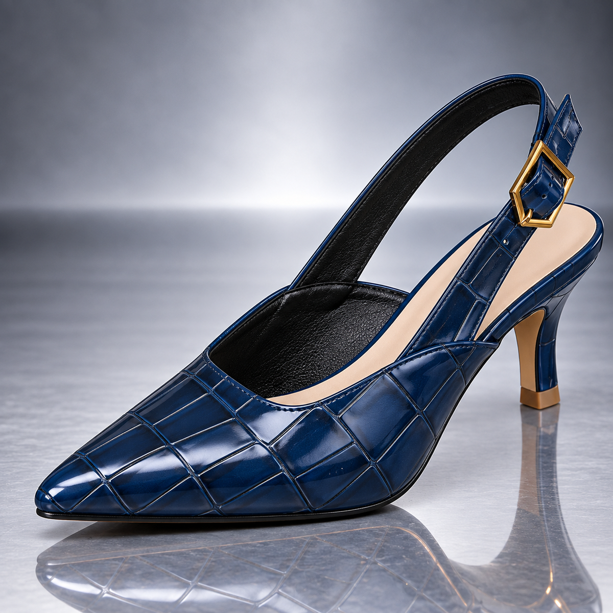 Liliane | Slingback-sko med krokodillepræg