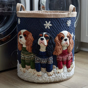 Cavalier King Charles med sweater | Quiltet opbevaringskurv